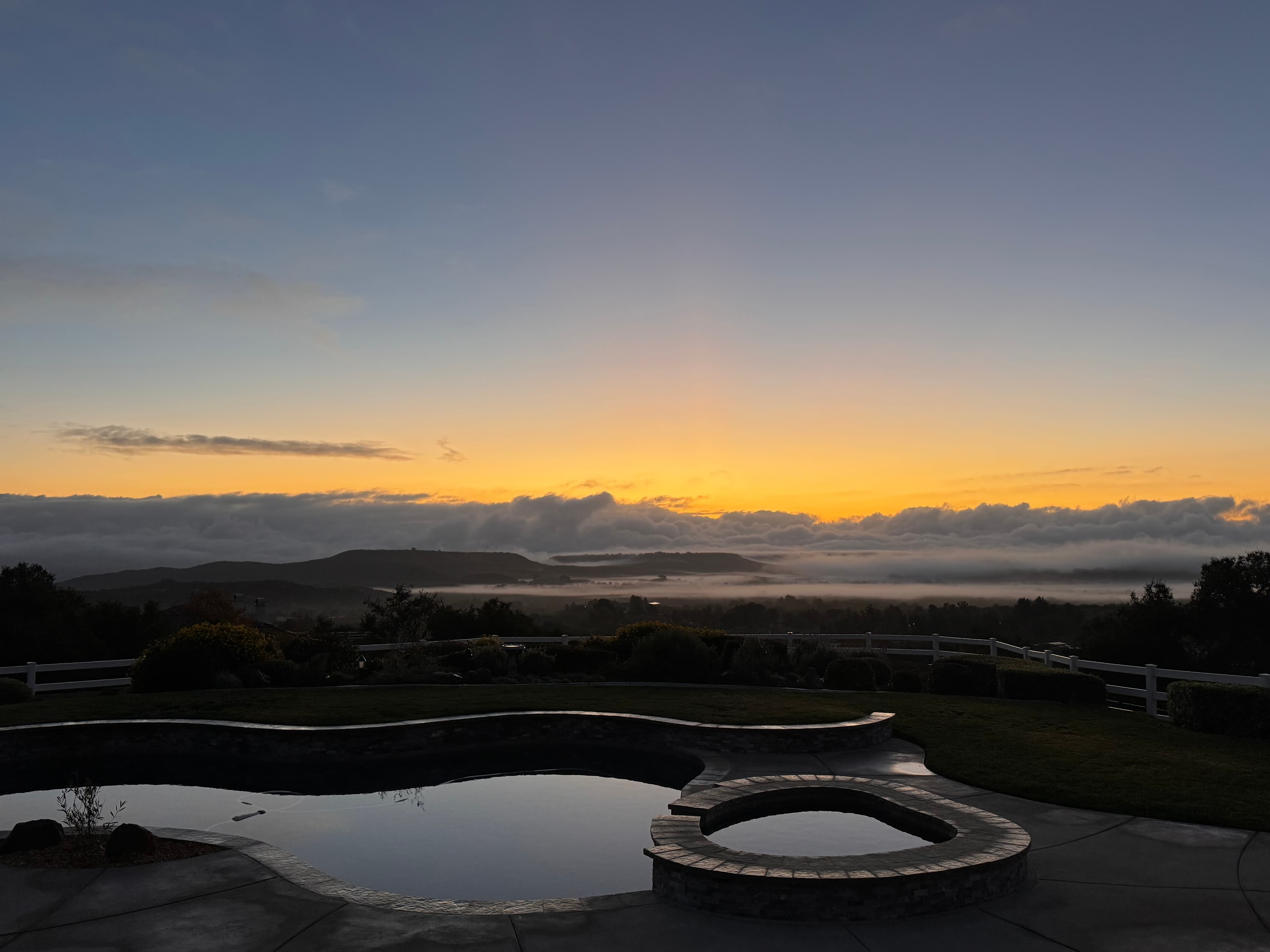 Sunset over the Santa Rosa Plateau at Cresta Bella Vineyards