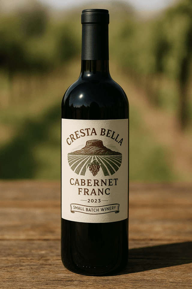 Cresta Bella Vineyards 2023 Cabernet Franc, small batch wine from La Cresta California